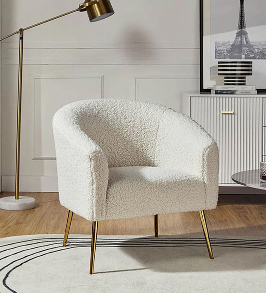 Herrin Fabric Armchair In Ivory Colour