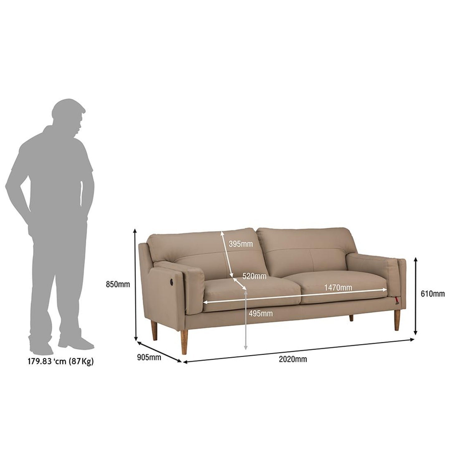 Lorraine Leatherette 3 Seater Sofa
